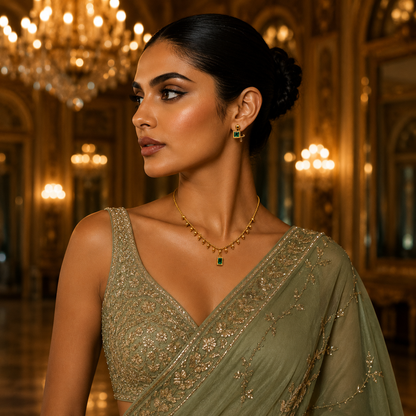 💚 Luxury Gold Emerald Green Crystal Necklace & Earrings Set for Women | Elegant Jewelry Gift ✨