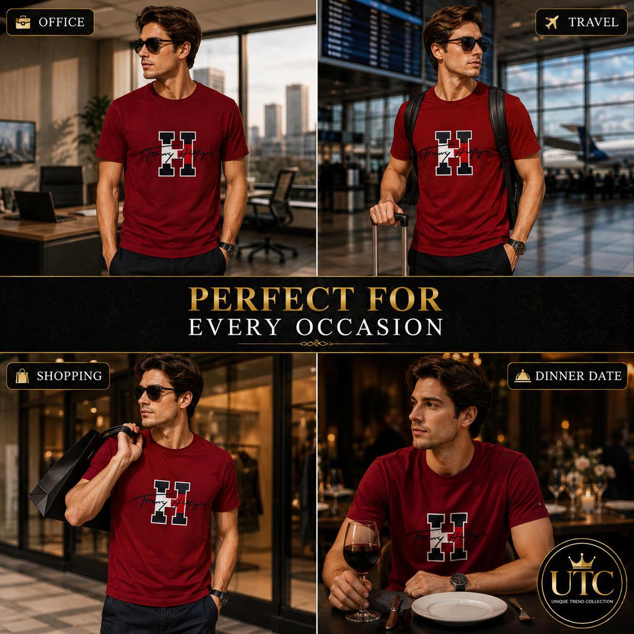 🔥 Tommy Hilfiger Men's Signature Logo T-Shirt | Premium Cotton Crew Neck | Classic Red | Soft & Comfortable