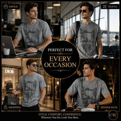 Premium Men's Grey Graphic Crew Neck T-Shirt | Soft Cotton Blend | Modern Fit