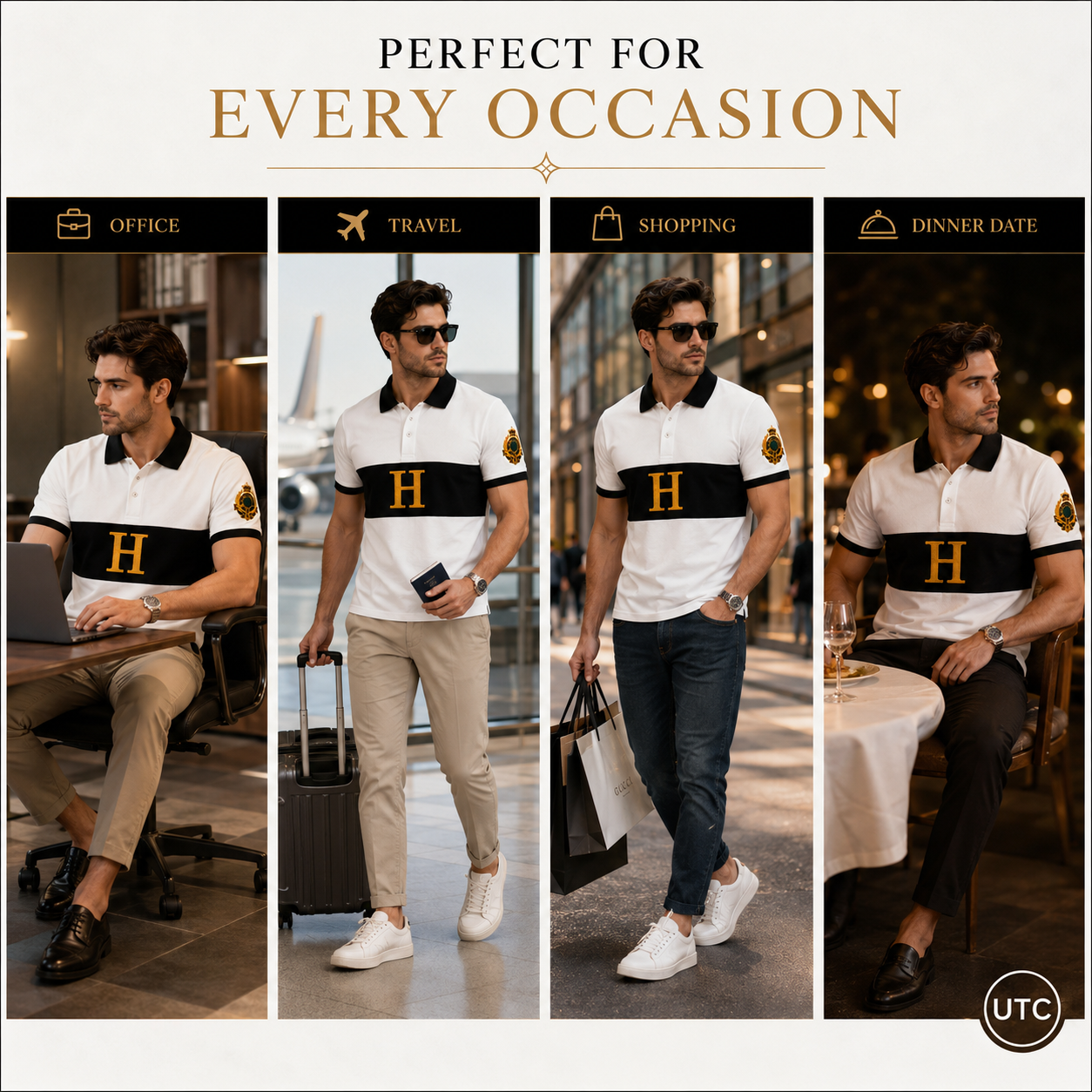 👕✨ Premium Men's Color Block Polo Shirt | Luxury Cotton Blend | Modern Smart Casual