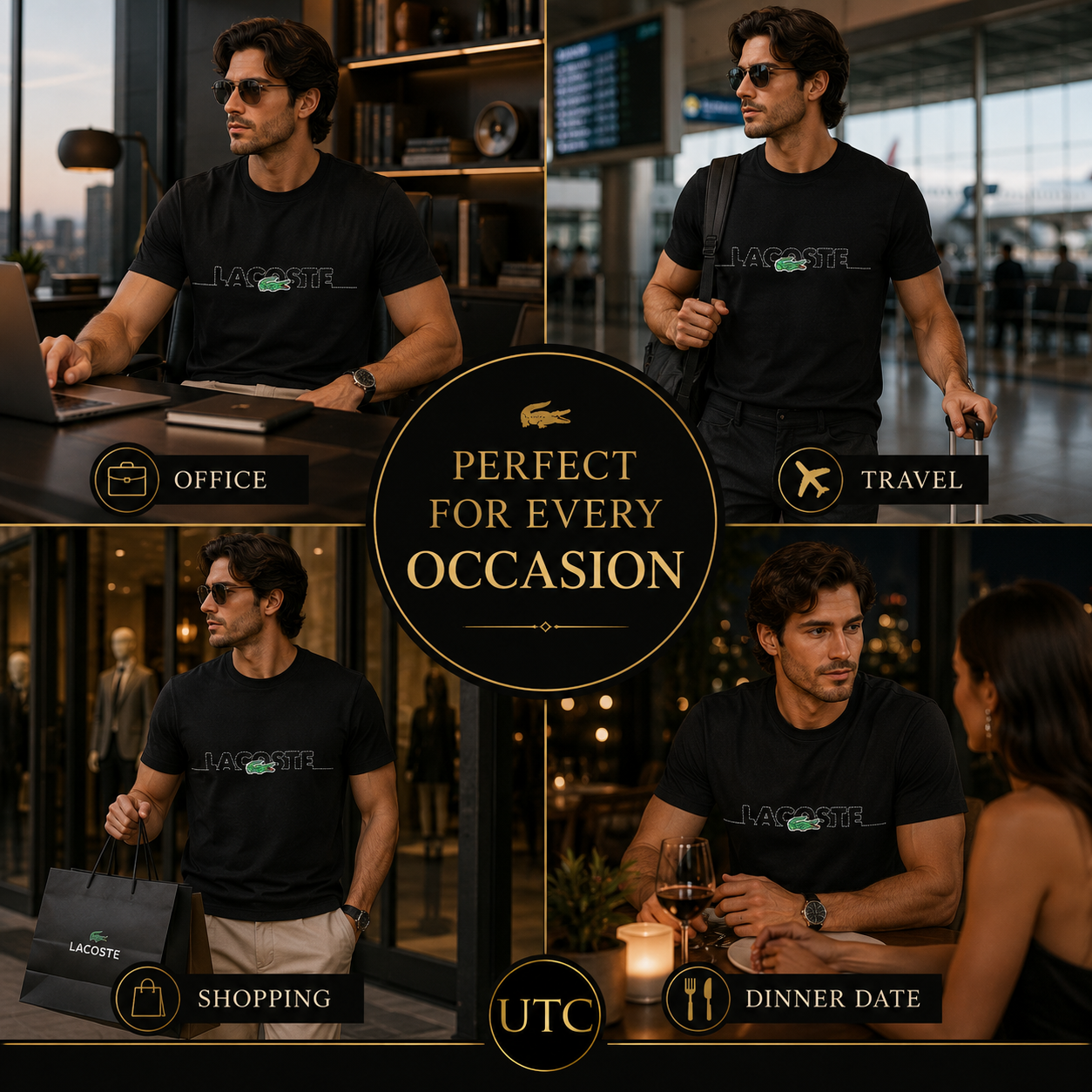 🐊✨ Lacoste Men's Premium Black Logo T-Shirt 👕 | 💎 100% Cotton Crew Neck | 🖤 Luxury Everyday Style | 🇨🇦 Fast Shipping