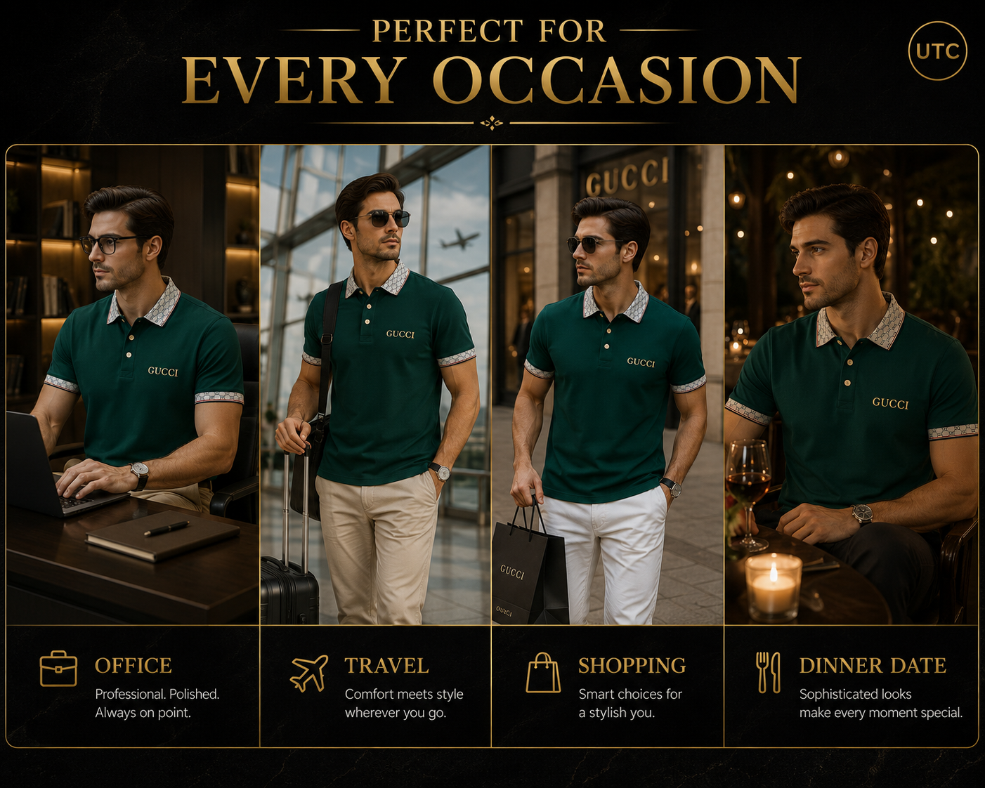 💎 Premium Men's Luxury Polo Shirt 👕 | Modern Smart Casual | Soft Cotton Blend | Emerald Green