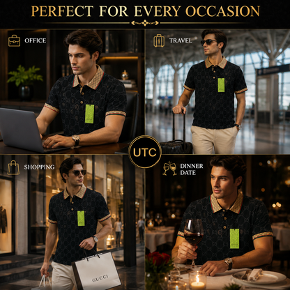 👑 Premium Men's Luxury Polo Shirt 👕 | Soft Cotton Blend | Designer-Inspired Smart Casual | Black