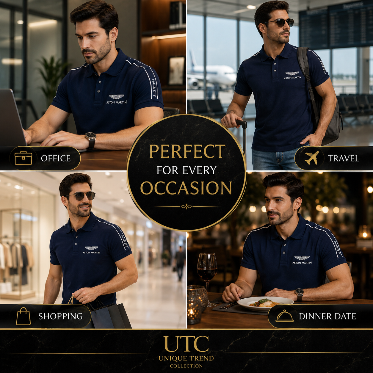 Premium Men's Navy Cotton Polo Shirt | Soft Comfort Casual Golf & Business Polo