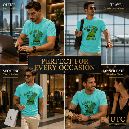 💚 Lacoste Men's Miami Open Graphic T-Shirt | Premium Cotton Crew Neck Tee 🎾