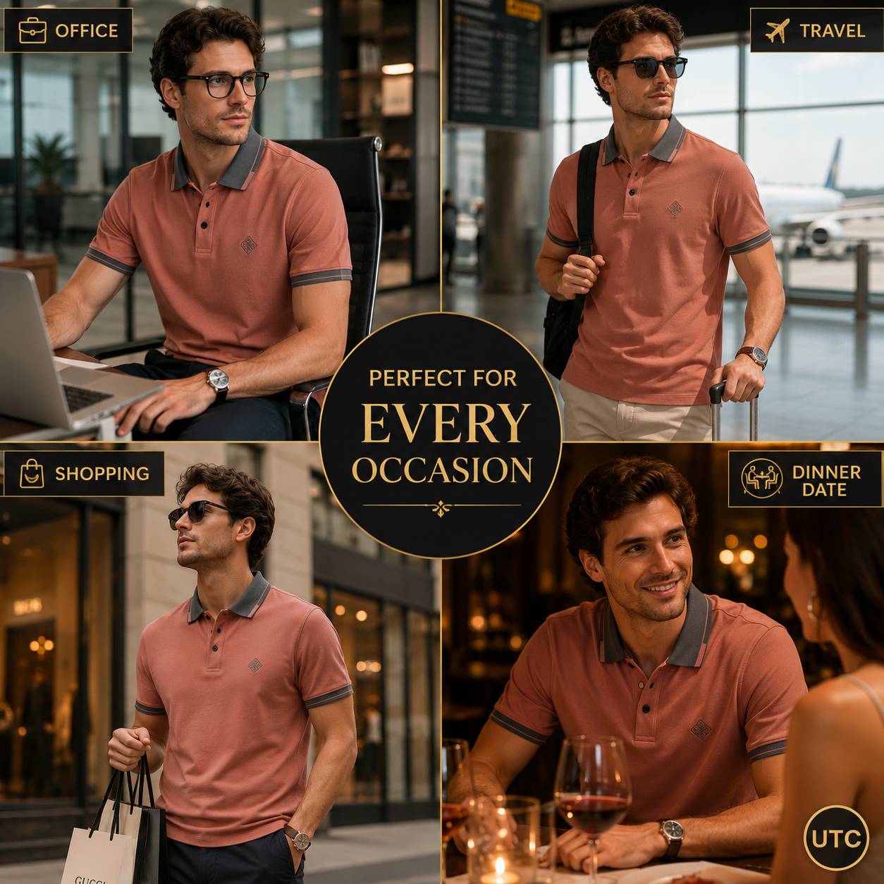 🏆 Premium Men's Polo Shirt | Soft Cotton Blend | Smart Casual | Dusty Rose 👕