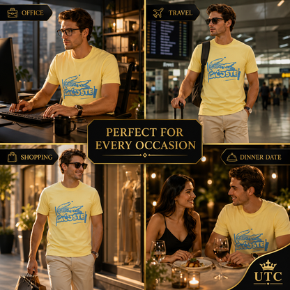 Lacoste Men's Yellow Graphic T-Shirt | Premium Cotton Crew Neck Short Sleeve Tee