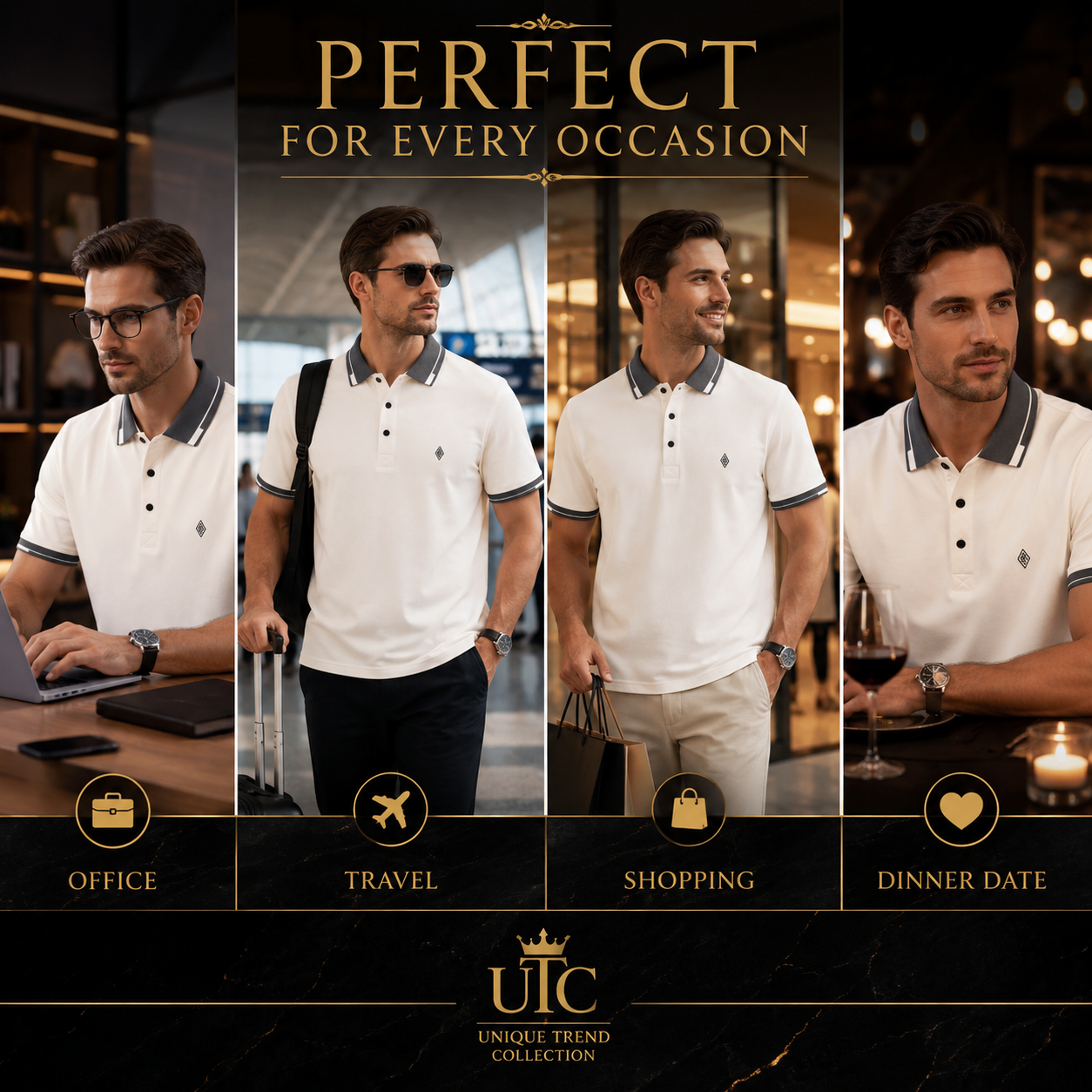 ✨ Premium Men's White Polo Shirt | Modern Everyday Luxury ✨