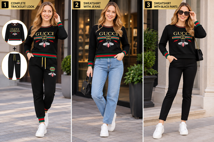 GUCCI Bee Graphic Black 2-Piece Tracksuit | Sweatshirt & Joggers