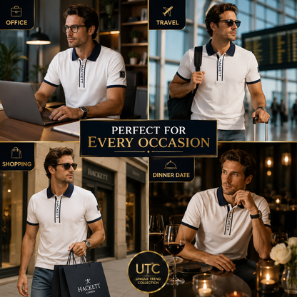 🔥 Hackett London Men's Premium White Polo Shirt | Luxury Cotton Smart Casual Golf Polo 👕