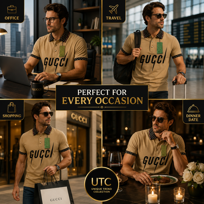 🔥 Gucci Men's Premium Beige Polo Shirt | Luxury Cotton Designer Polo 👕✨