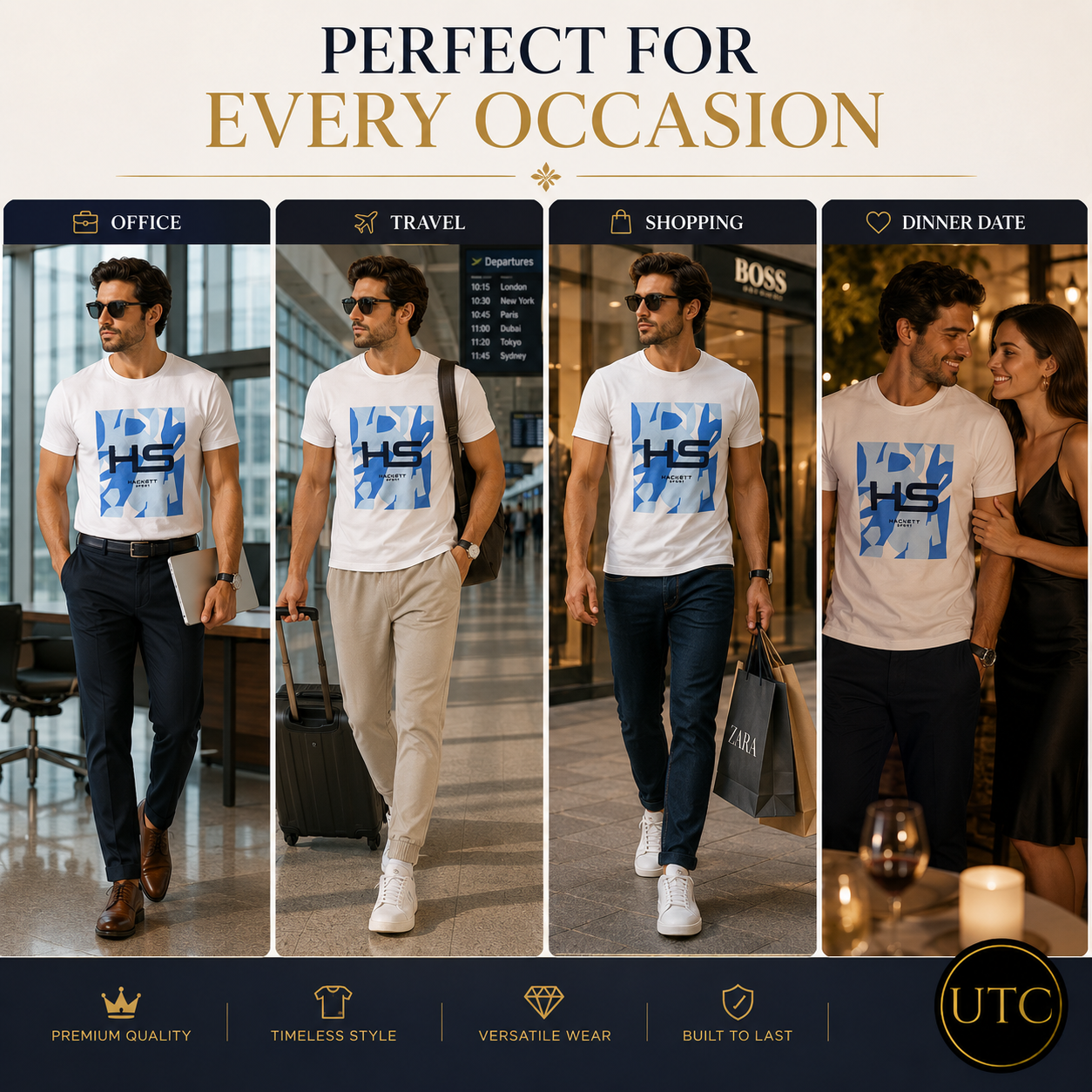 🤍✨ Hackett London Men's Premium White Graphic T-Shirt 👕 | 💎 Soft Cotton Crew Neck | 🇬🇧 Luxury British Style | 🇨🇦 Fast Shipping