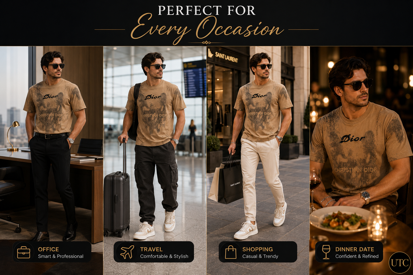 Premium Men's Beige Graphic Crew Neck T-Shirt | Soft Cotton Blend