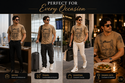 Premium Men's Beige Graphic Crew Neck T-Shirt | Soft Cotton Blend