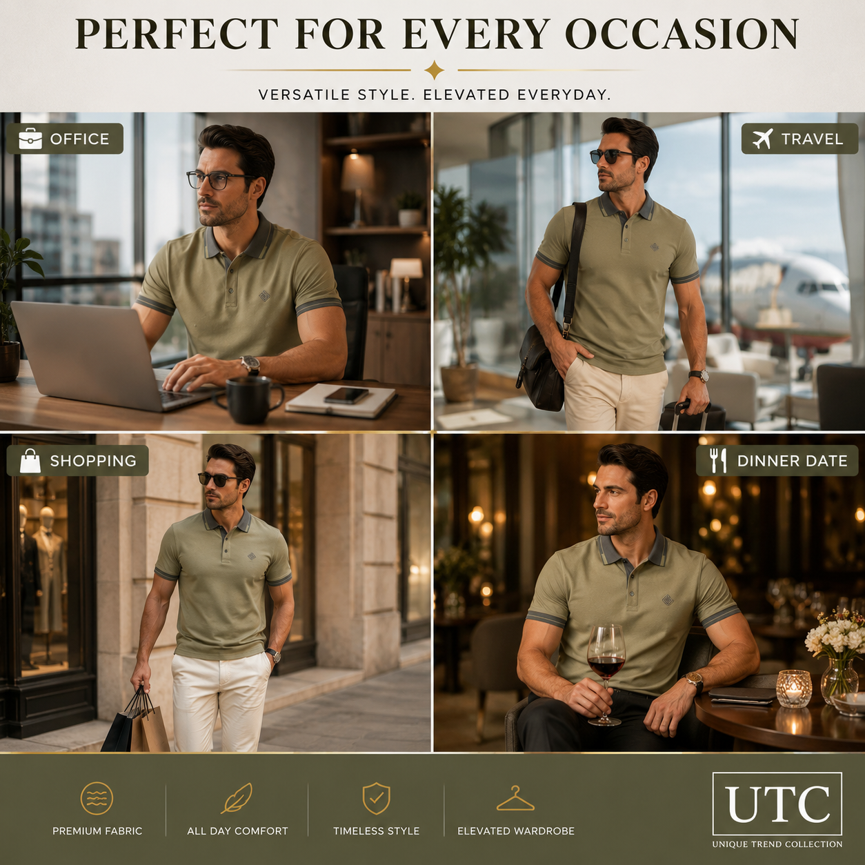 🟢 Premium Men's Olive Green Polo Shirt | Soft Cotton Casual Golf Polo 👕