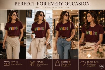 Women's Premium Oversized Cotton Graphic T-Shirt – Burgundy | Soft Casual Crew Neck Tee
