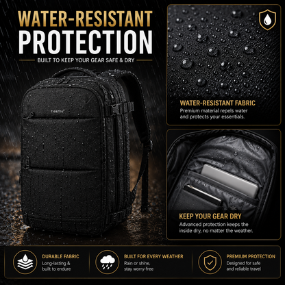 Tigernu Waterproof Vacuum Compression Laptop Backpack | Built-in Electric Vacuum Compression | Expandable 27L–37L | Anti-Theft | USB Charging | Fits 17" Laptop