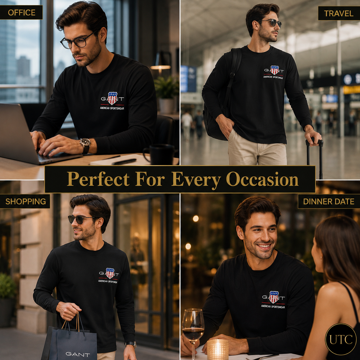 🖤 GANT Men's Premium Long Sleeve T-Shirt 👕✨ | 100% Authentic | Classic American Sportswear