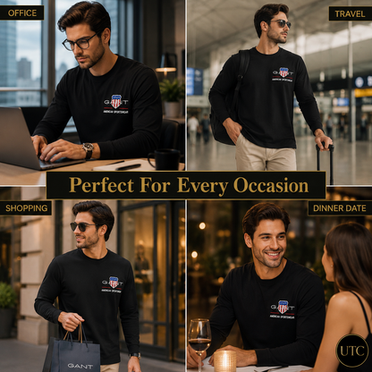 🖤 GANT Men's Premium Long Sleeve T-Shirt 👕✨ | 100% Authentic | Classic American Sportswear