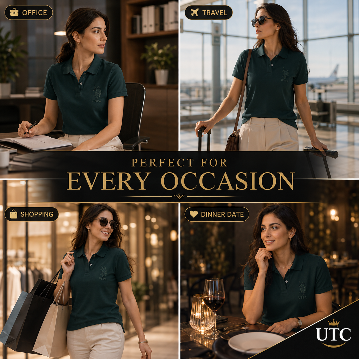 U.S. Polo Assn. Women's Premium Dark Green Cotton Polo Shirt | Classic Short Sleeve Casual Golf Tee