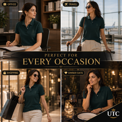 U.S. Polo Assn. Women's Premium Dark Green Cotton Polo Shirt | Classic Short Sleeve Casual Golf Tee