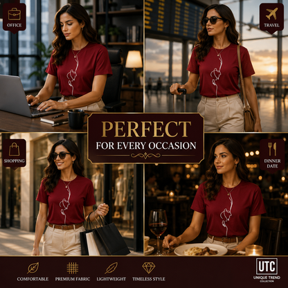 Formal Girl Women’s Oversized Burgundy Graphic T-Shirt – Abstract Face Print