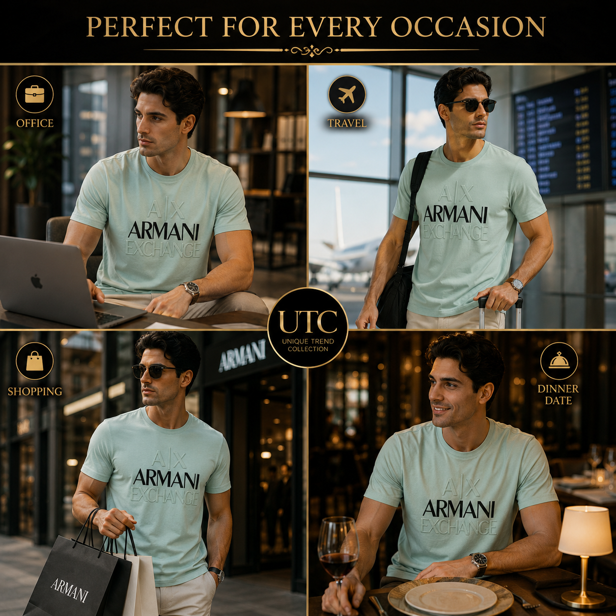 Armani Exchange Men's Logo T-Shirt – Premium Cotton Crew Neck | Mint Green | A|X