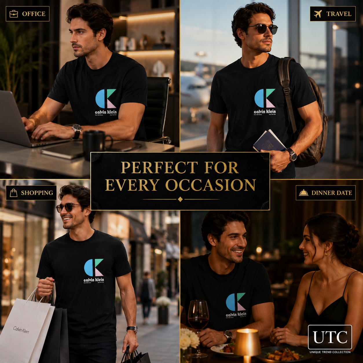 🖤 Calvin Klein Men's Premium Logo T-Shirt | Black Cotton Crew Neck Tee