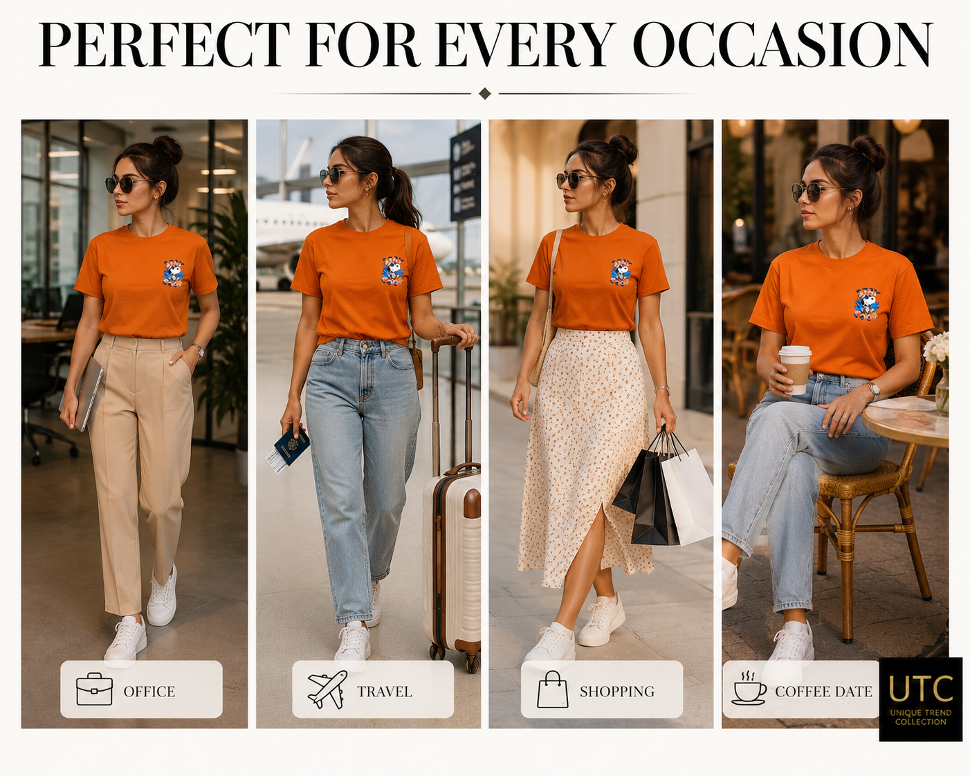 Women’s Premium Orange Graphic T-Shirt – Stay Cool Casual Crew Neck Tee