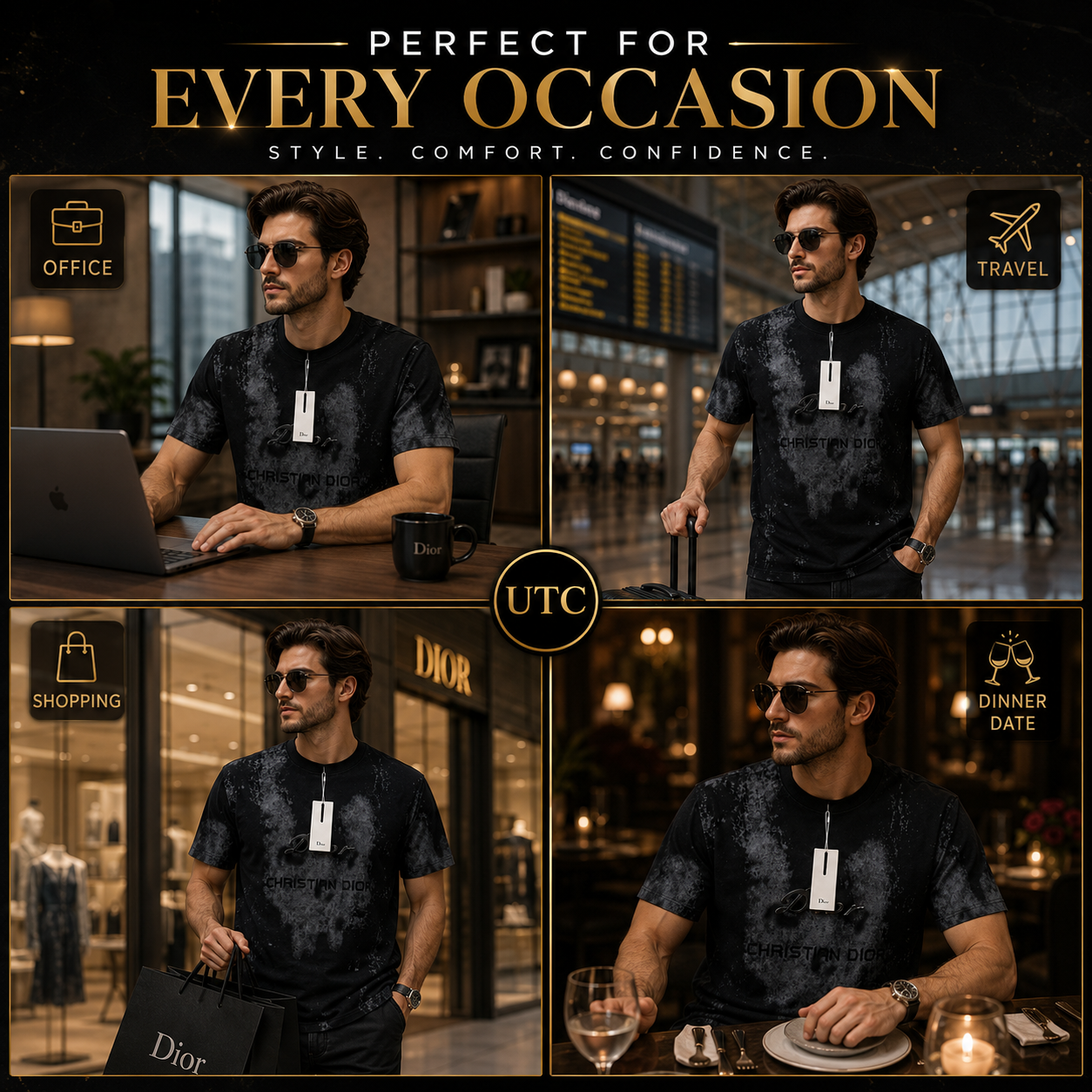 Premium Men's Black Graphic Crew Neck T-Shirt | Soft Cotton Blend | Modern Fit