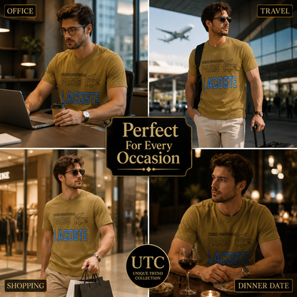 Lacoste Men's Premium Olive Green Graphic Cotton T-Shirt | Soft Crew Neck Casual Tee