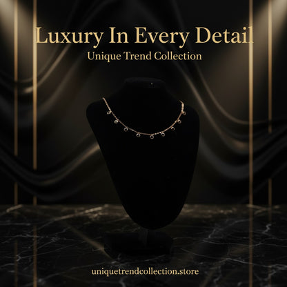 ✨ Elegant Black Crystal Charm Necklace for Women | Dainty Gold-Tone Necklace ✨