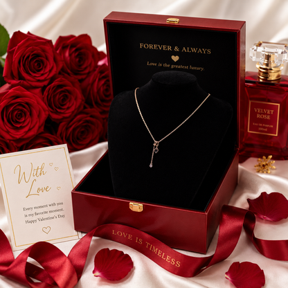 ✨ Rose Gold Heart Crystal Pendant Necklace | Elegant Adjustable Women's Jewelry 💖