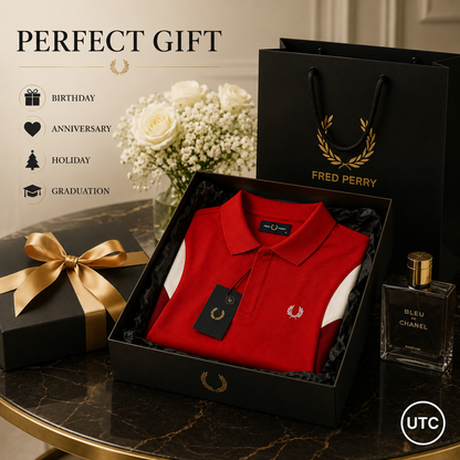 Premium Men's Color Block Polo Shirt | Soft Cotton Blend | Modern Casual Golf Shirt | Red