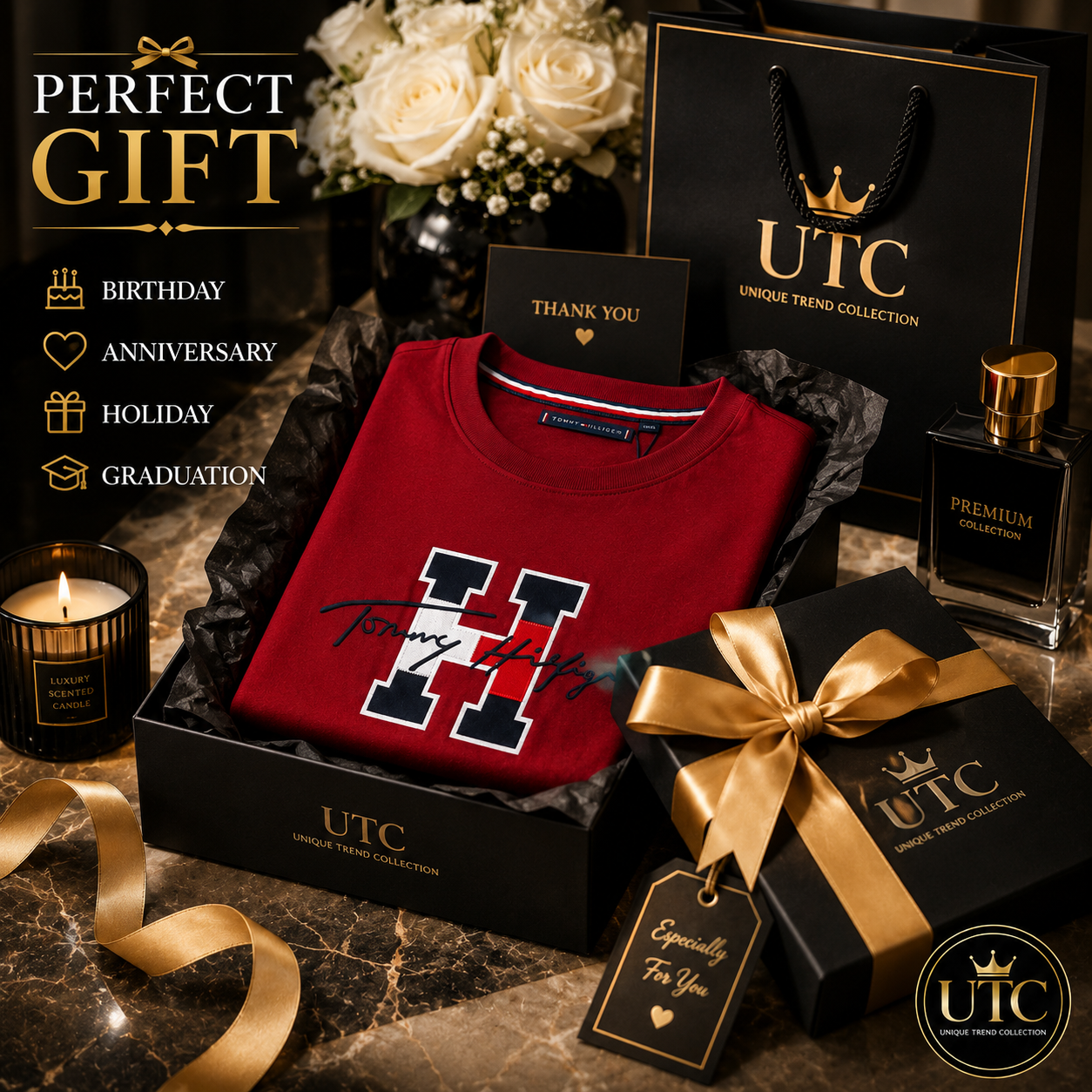 🔥 Tommy Hilfiger Men's Signature Logo T-Shirt | Premium Cotton Crew Neck | Classic Red | Soft & Comfortable