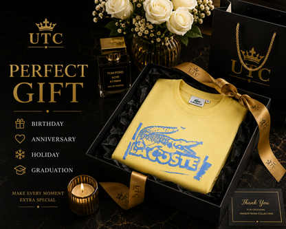 Lacoste Men's Yellow Graphic T-Shirt | Premium Cotton Crew Neck Short Sleeve Tee