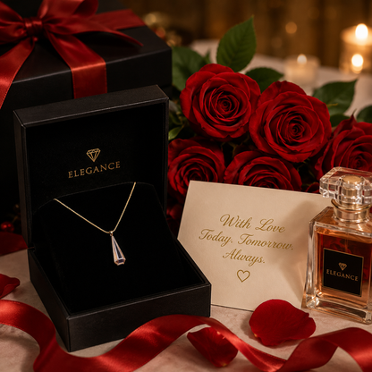 Luxury Crystal Teardrop Necklace – Gold Plated Elegant Pendant for Women