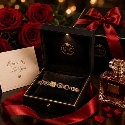 ✨ Luxury Gold Crystal Link Bracelet | Elegant Women's Fashion Jewelry