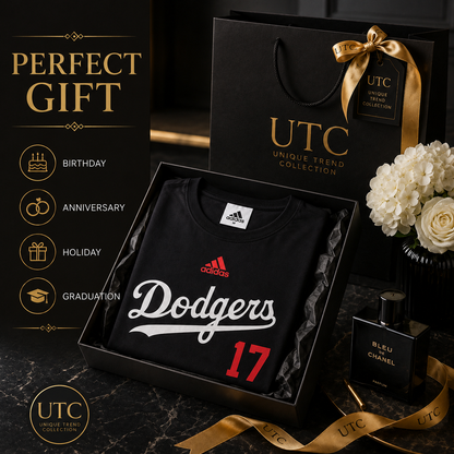 Adidas x Los Angeles Dodgers Men's Graphic T-Shirt #17 | Black Cotton Crew Neck