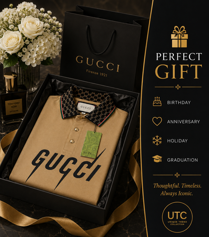 🔥 Gucci Men's Premium Beige Polo Shirt | Luxury Cotton Designer Polo 👕✨