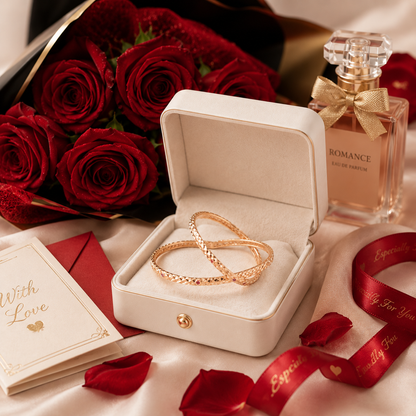 ✨ Traditional Indian Rose Gold-Tone Diamond Cut Bangle Set | Elegant Women's Kada (Pair)