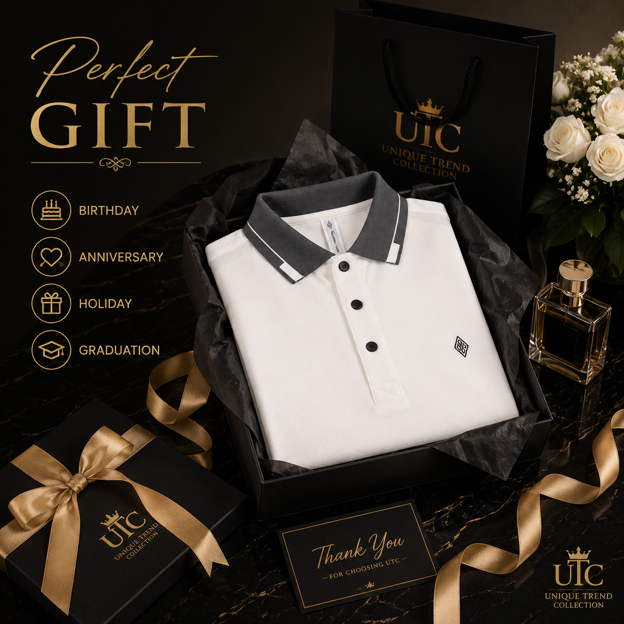 ✨ Premium Men's White Polo Shirt | Modern Everyday Luxury ✨