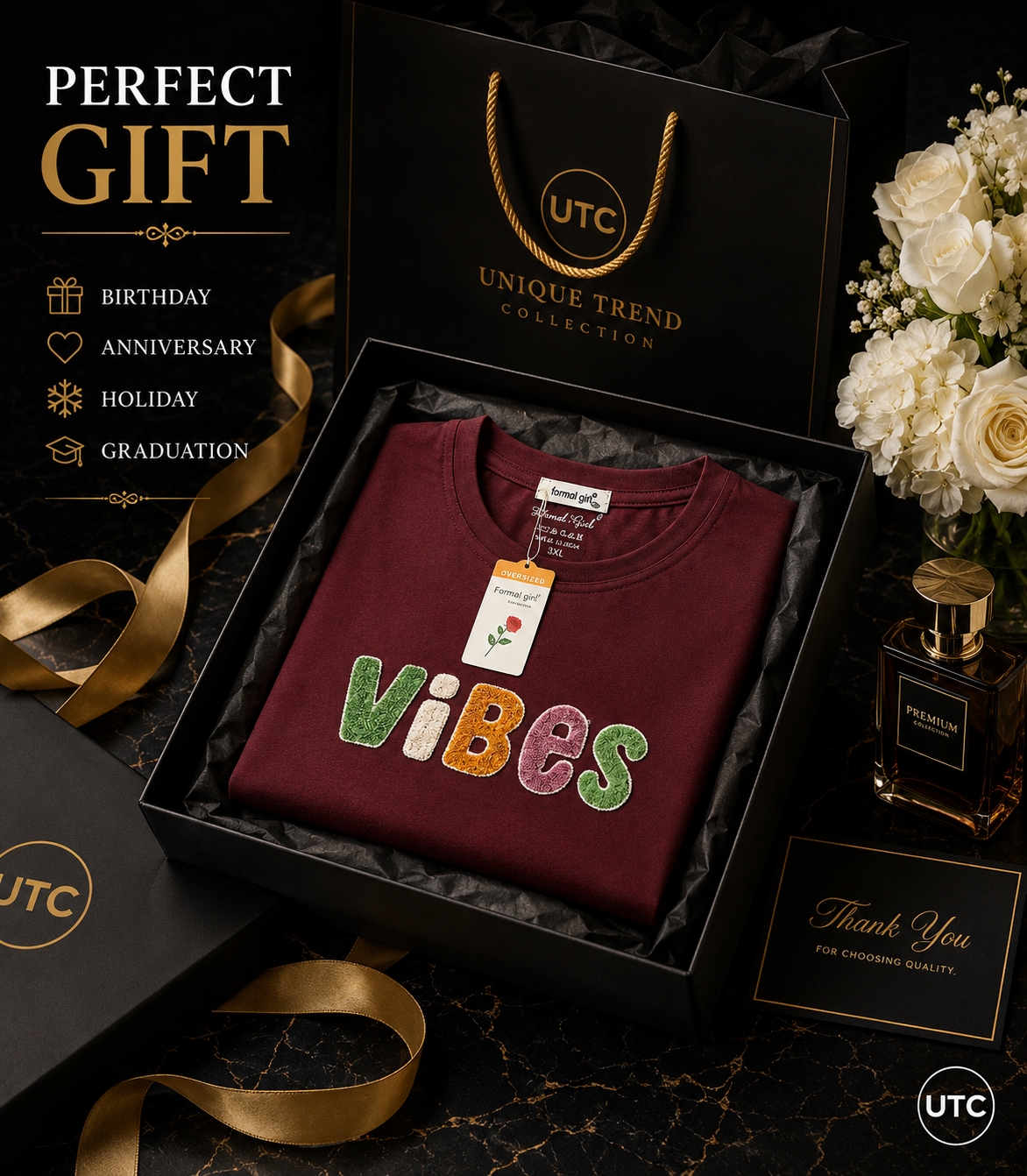 Women's Premium Oversized Cotton Graphic T-Shirt – Burgundy | Soft Casual Crew Neck Tee