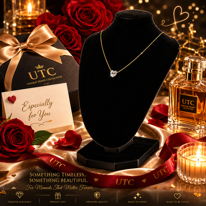 💎 UTC Luxury Heart Crystal Necklace for Women | Elegant Gold-Tone Pendant Jewelry ✨