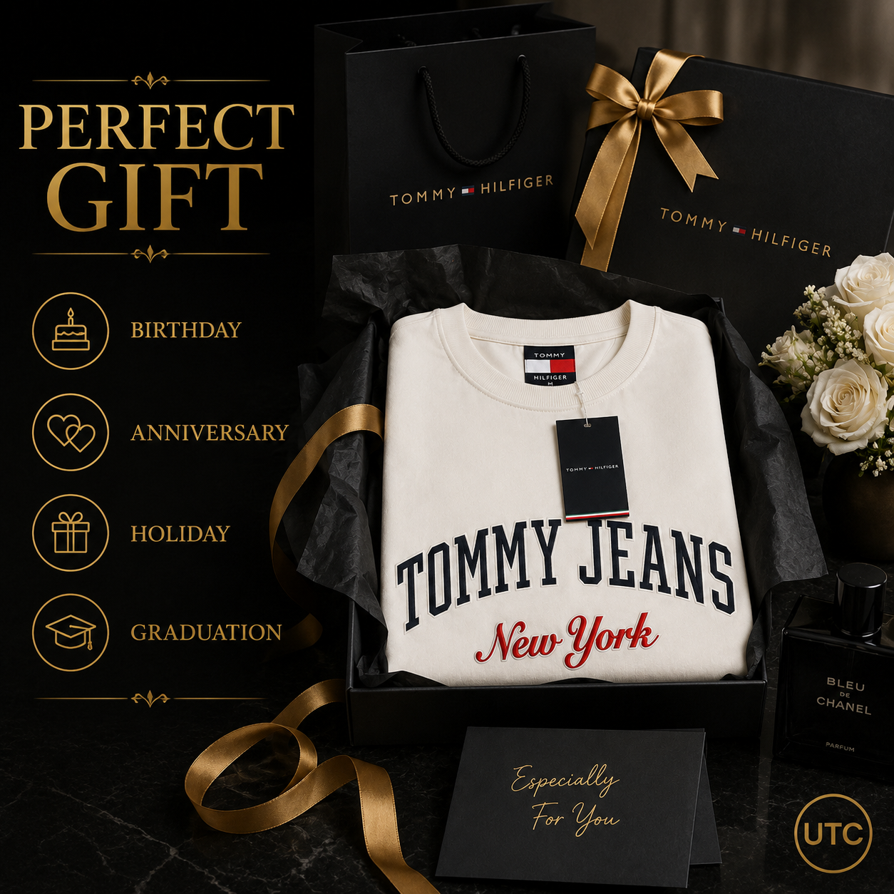 🤍 Tommy Hilfiger Men's Tommy Jeans New York T-Shirt | White Premium Cotton Crew Neck
