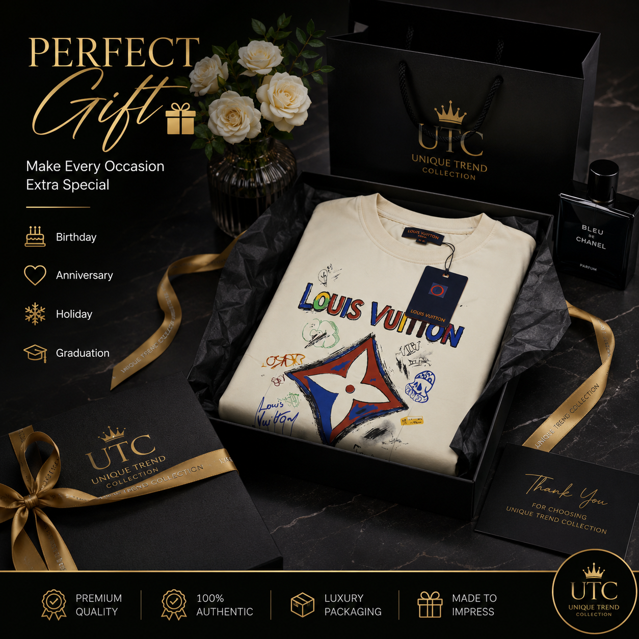 👑 Premium Men's Graphic T-Shirt | Soft Cotton Blend | Luxury Casual Crew Neck | Ivory White