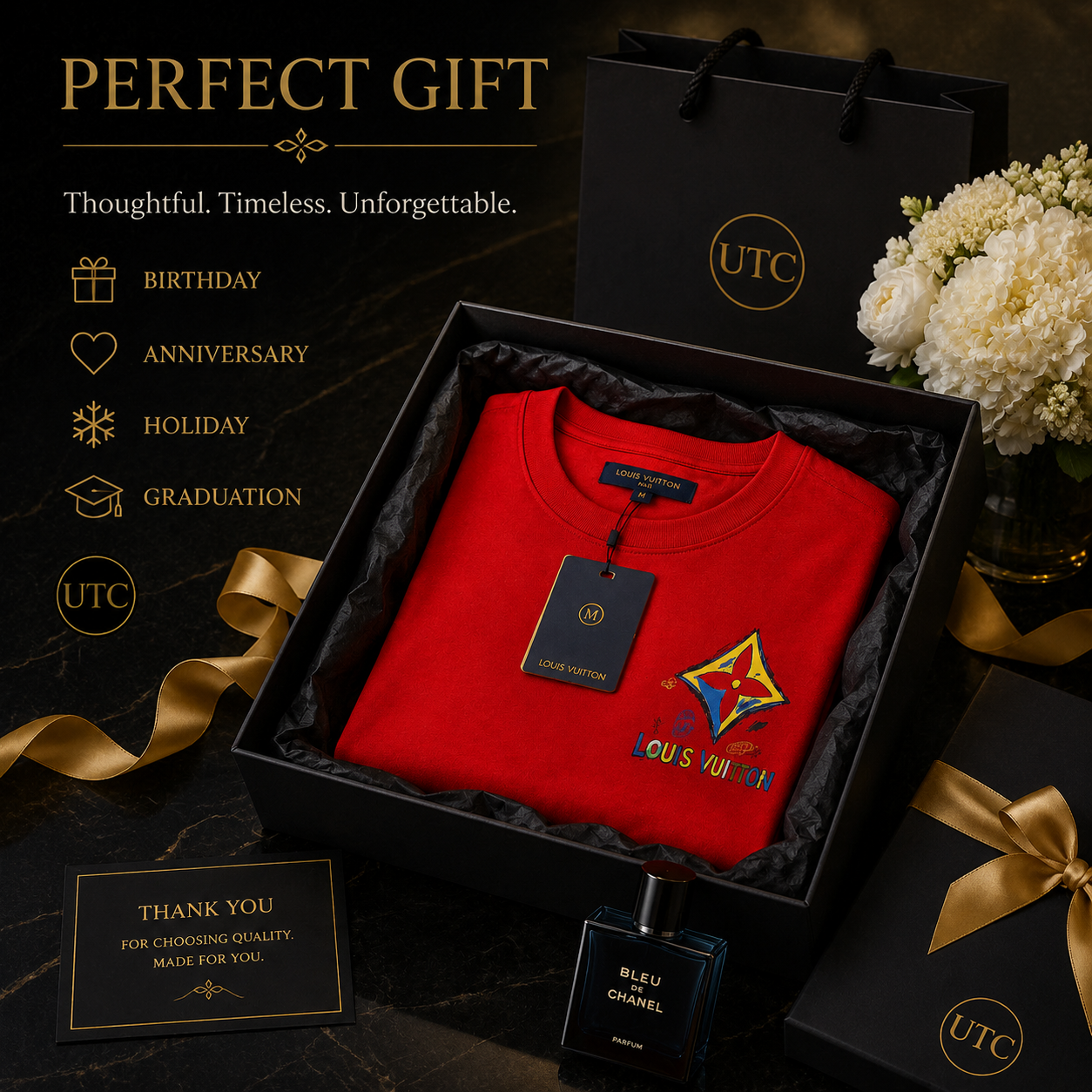 ❤️✨ Louis Vuitton Men's Premium Red Logo T-Shirt 👕 | 💎 100% Soft Cotton Crew Neck | 🔥 Luxury Designer Casual Wear