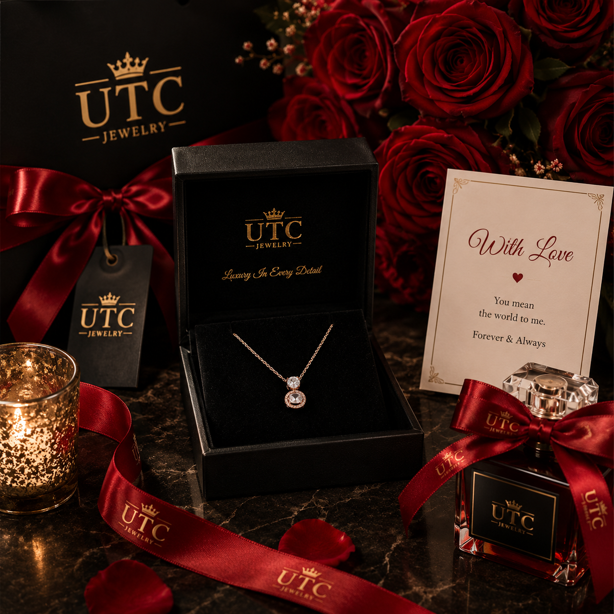✨ Rose Gold Crystal Halo Pendant Necklace | Elegant Sparkle Jewelry Gift for Women 💎
