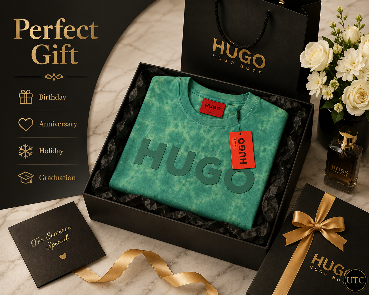 💚✨ HUGO Men's Premium Green Tie-Dye Logo T-Shirt 👕 | 💎 Soft Cotton Crew Neck | 🌿 Luxury Everyday Style | 🇨🇦 Fast Shipping
