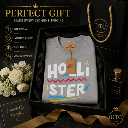 🤍 Hollister Men's Premium Graphic T-Shirt 👕✨ | Soft Cotton Crew Neck | Casual Everyday Style | 100% Authentic
